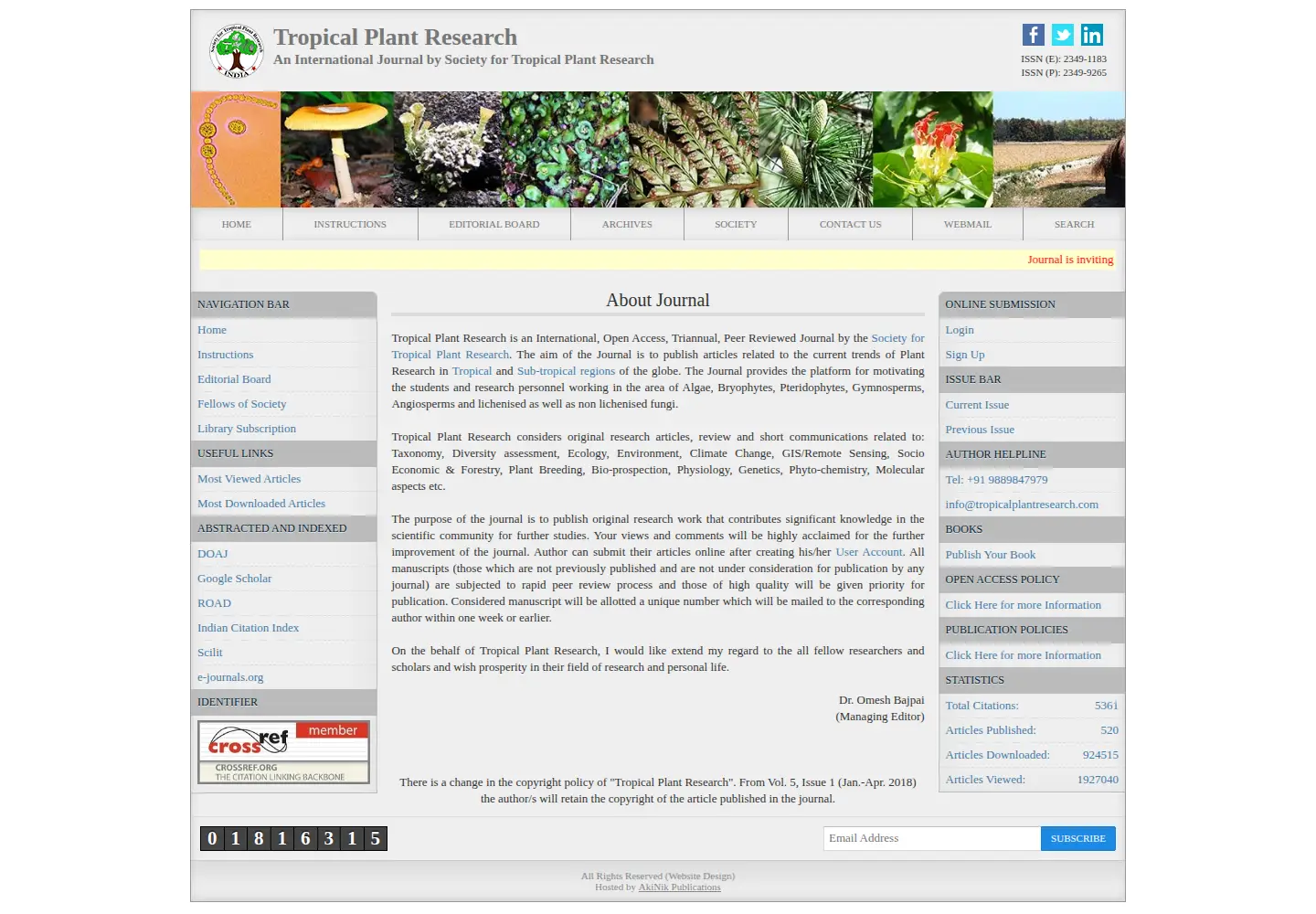 Captured homepage of tropicalplantresearch.com in the current scan