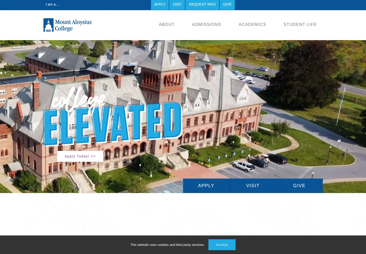 Captured homepage of mtaloy.edu in the current scan