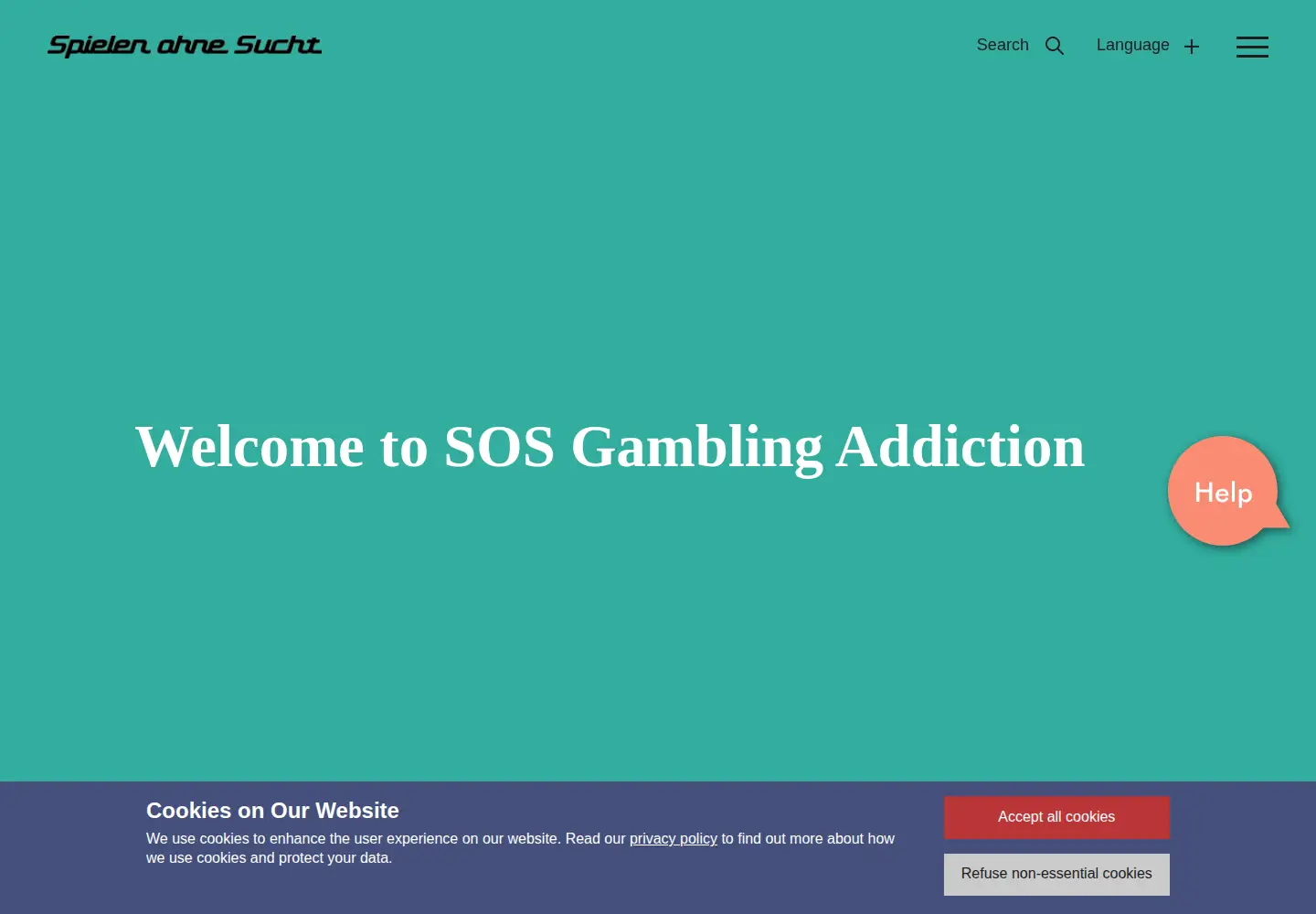 Screenshot of sos-spielsucht.ch