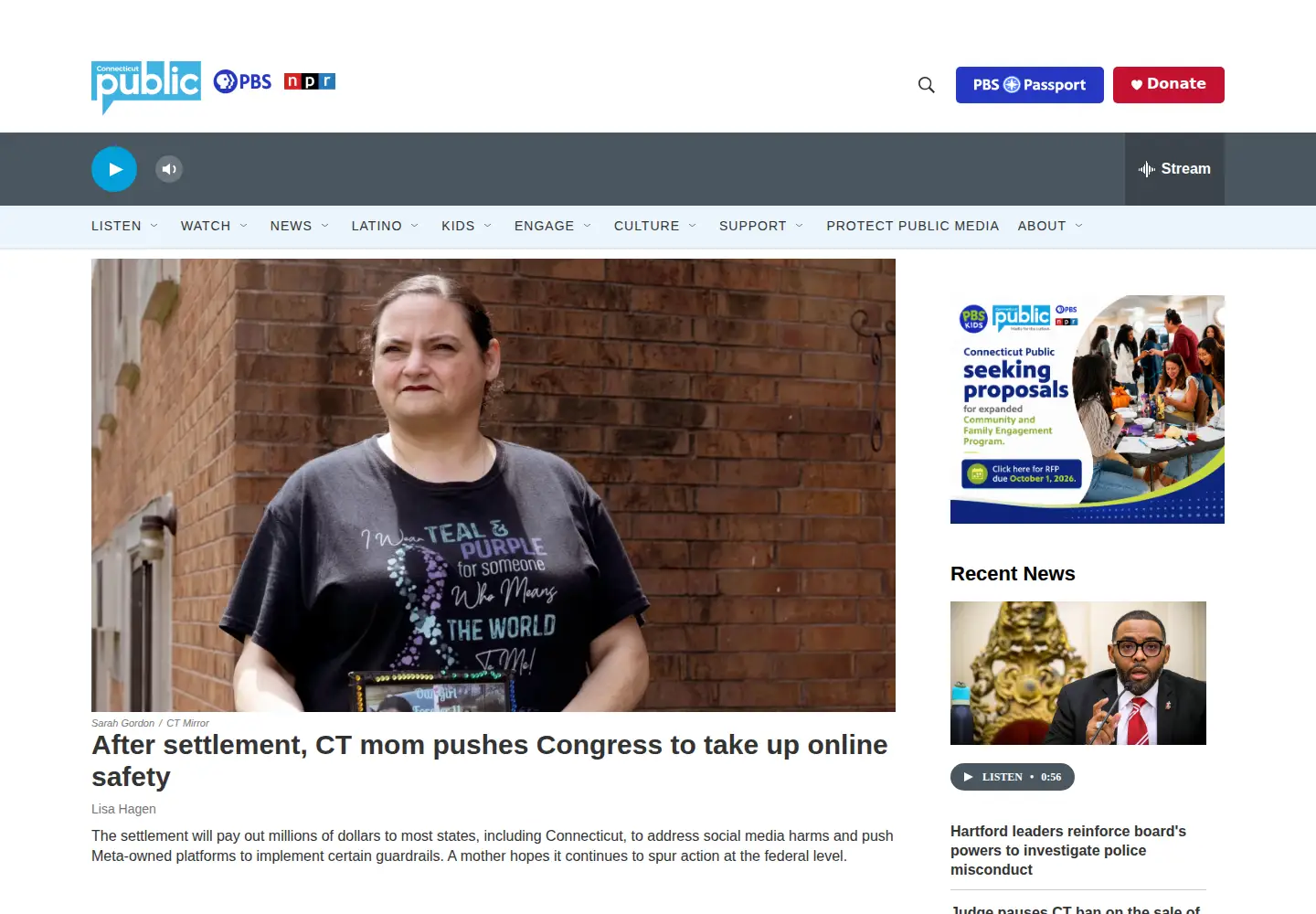 Captured homepage of cptv.org in the current scan