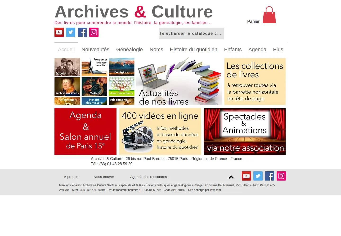 Captured homepage of archivesetculture.org in the current scan