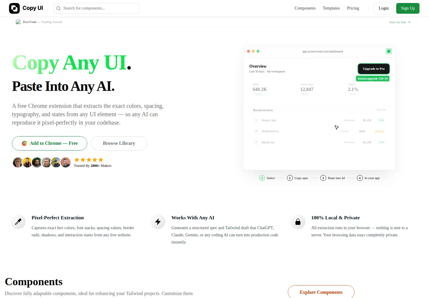 Screenshot of copyui.com
