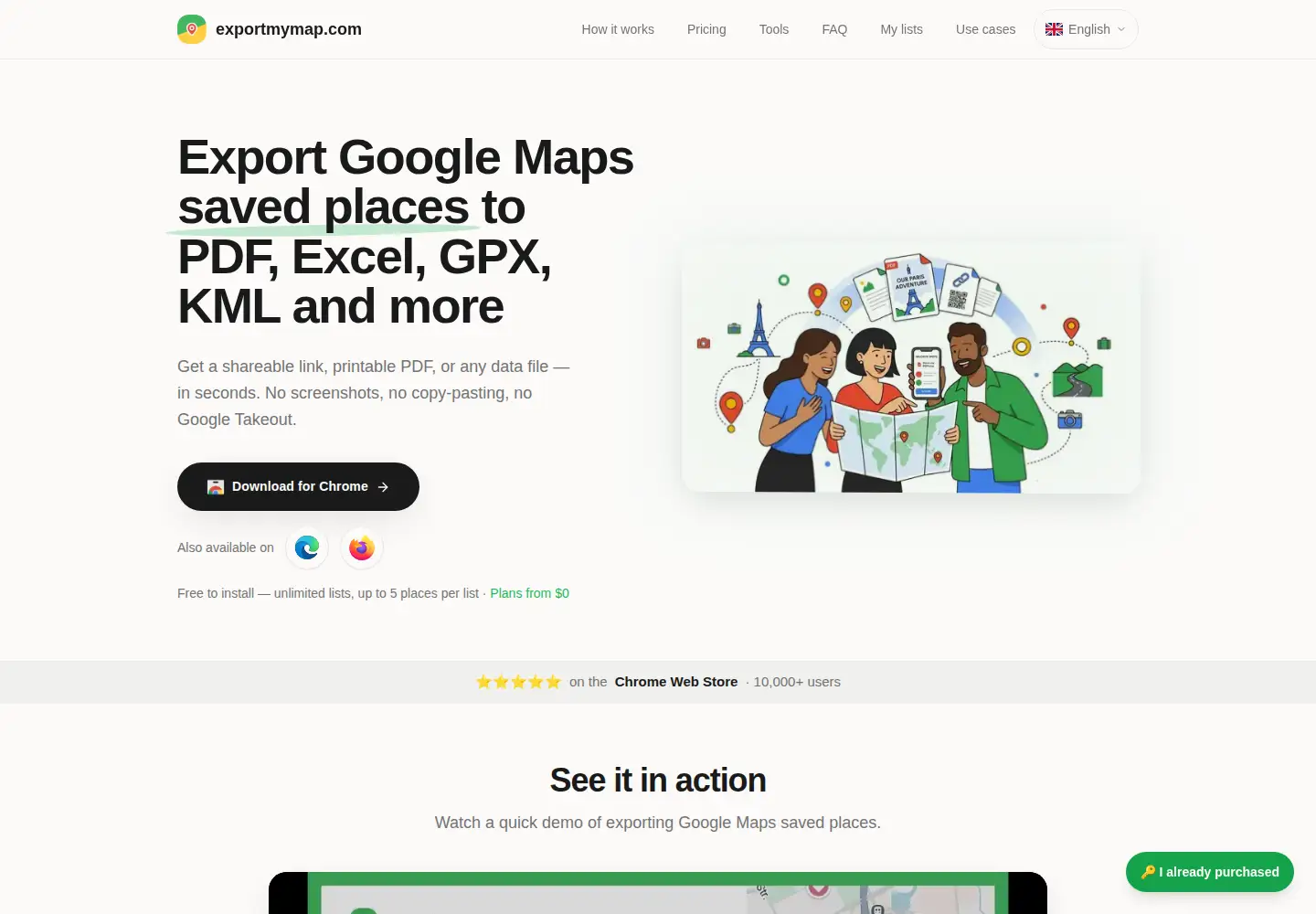 Screenshot of exportmymap.com