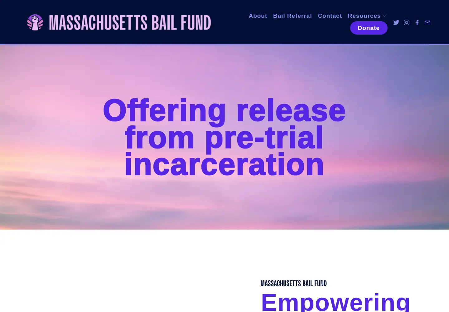Screenshot of massbailfund.org