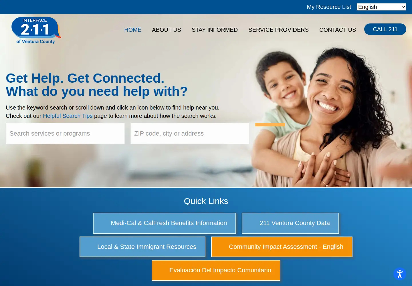 Captured homepage of 211ventura.org in the current scan