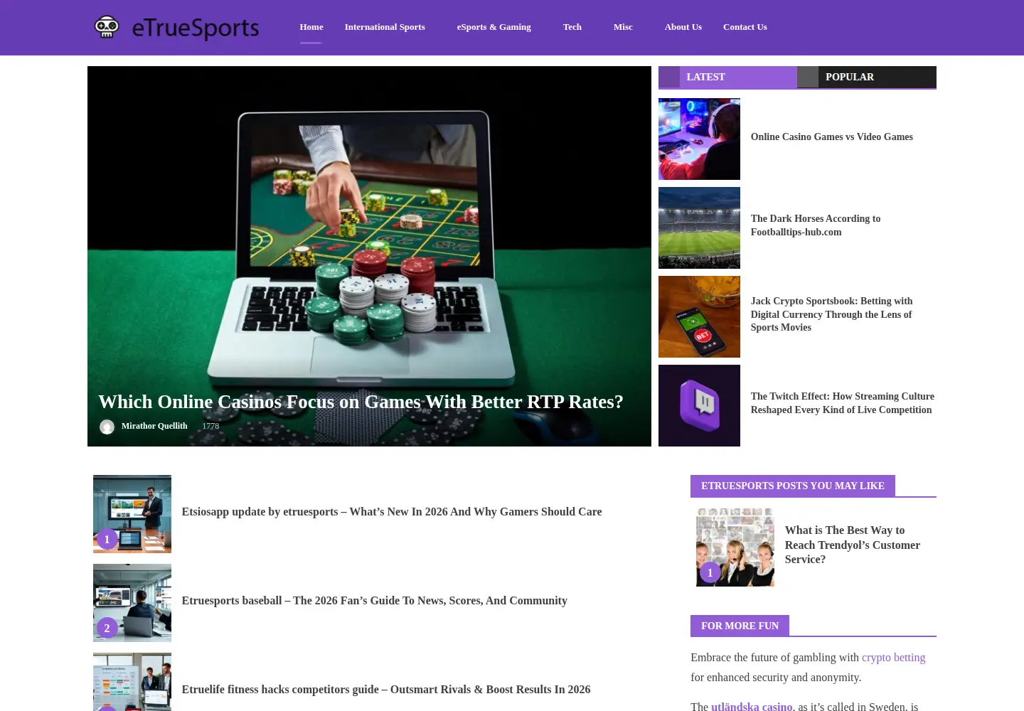 Screenshot of etruesports.com