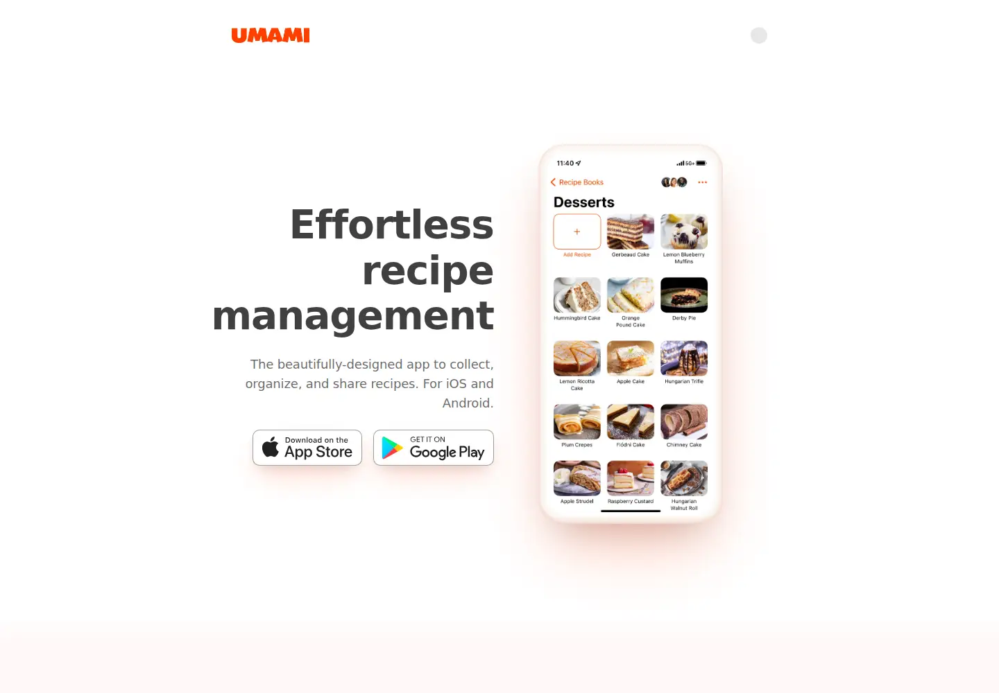 Screenshot of umami.recipes