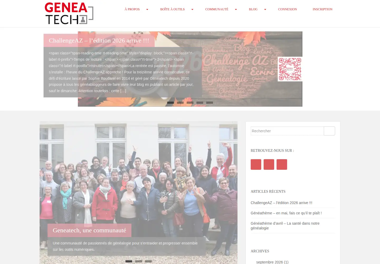 Captured homepage of geneatech.fr in the current scan