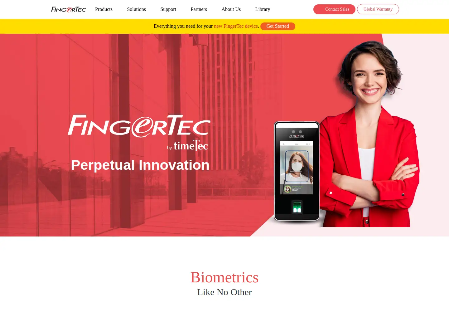 Screenshot of fingertec.com