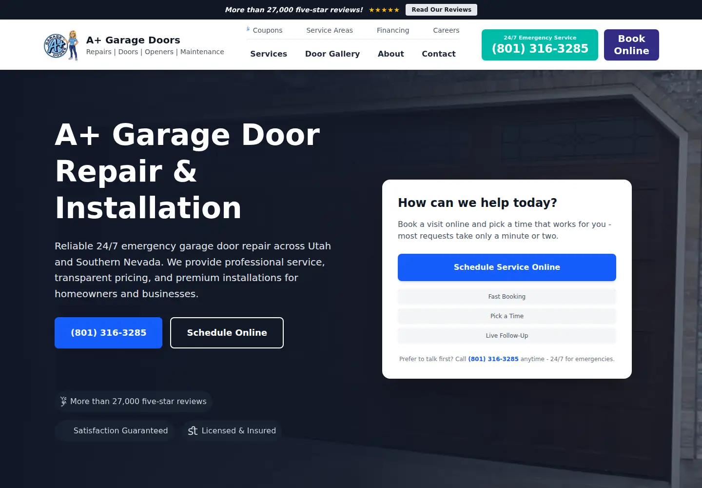 Screenshot of utahgaragedoors.net