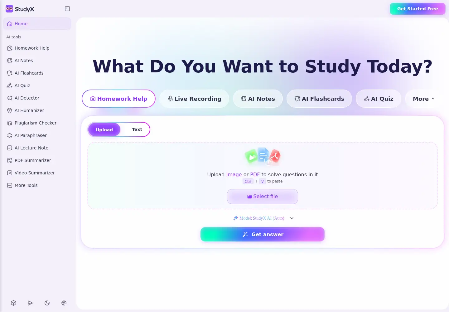 Screenshot of studyx.ai
