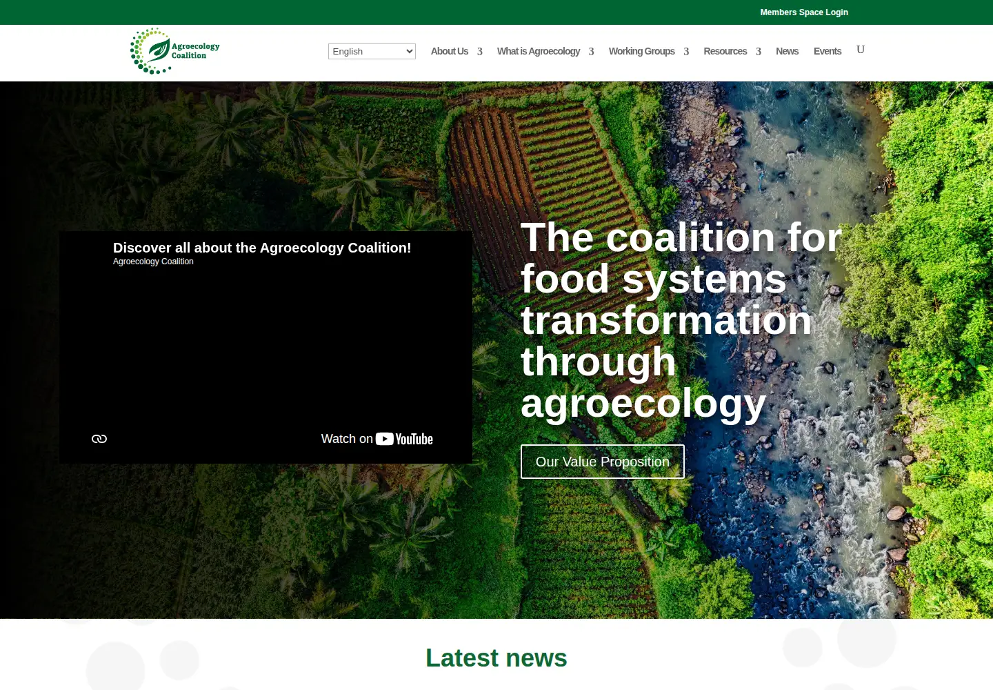 Captured homepage of agroecology-coalition.org in the current scan