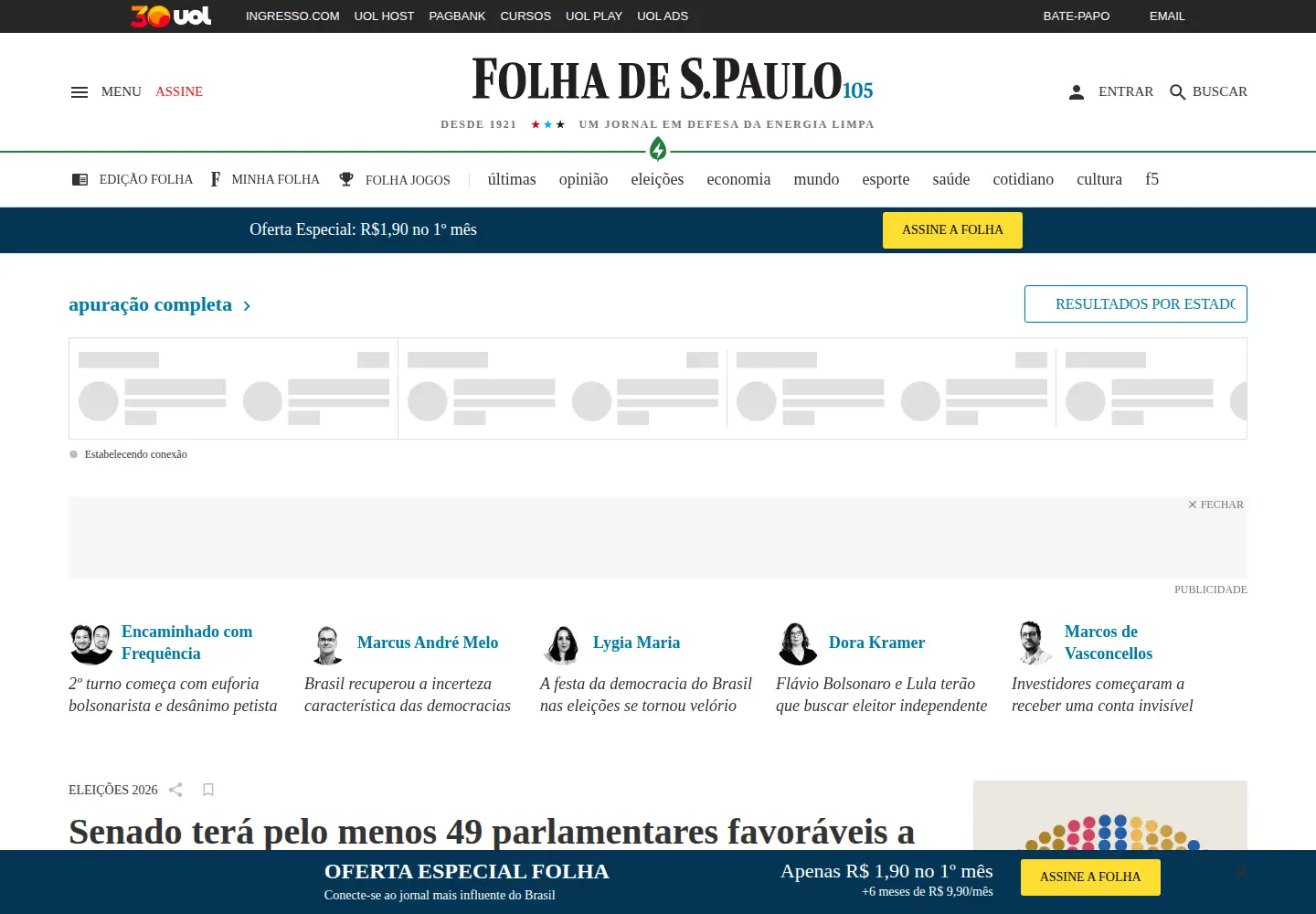 Screenshot of folha.com