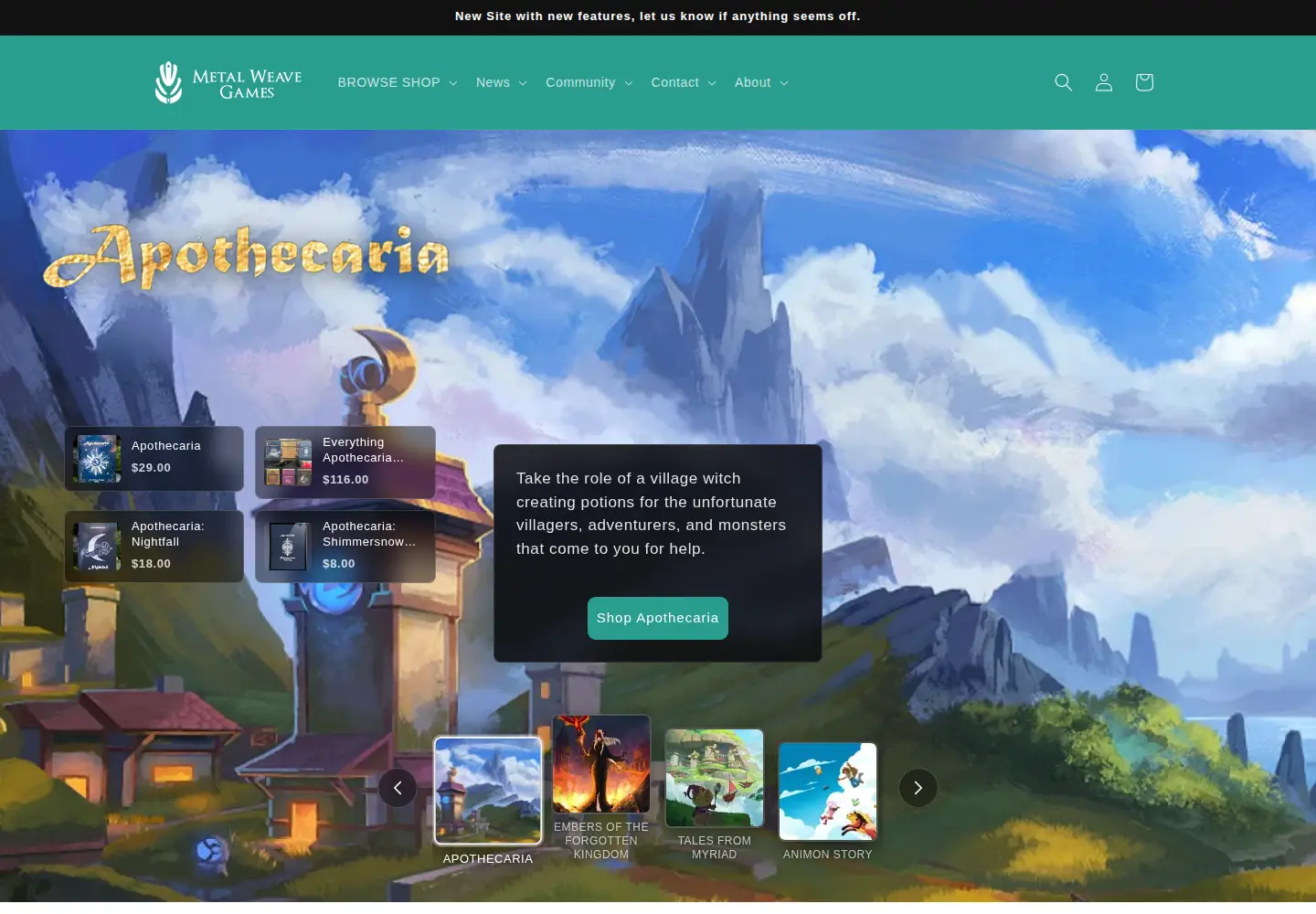 Screenshot of metalweavegames.com