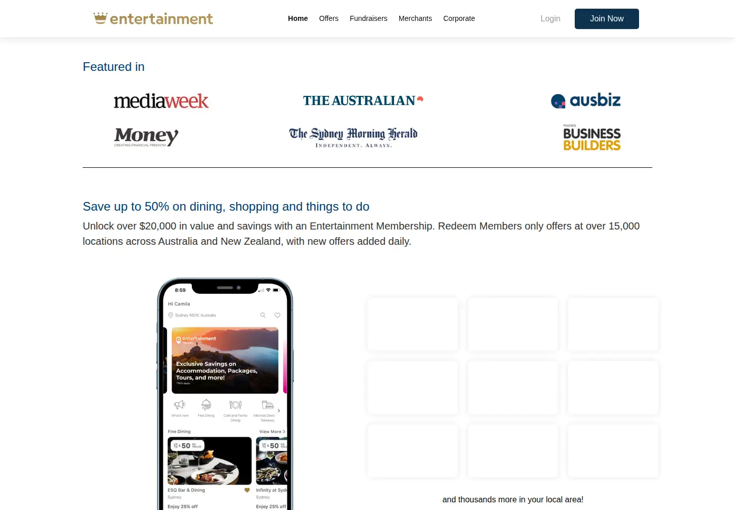 Screenshot of entertainment.com.au