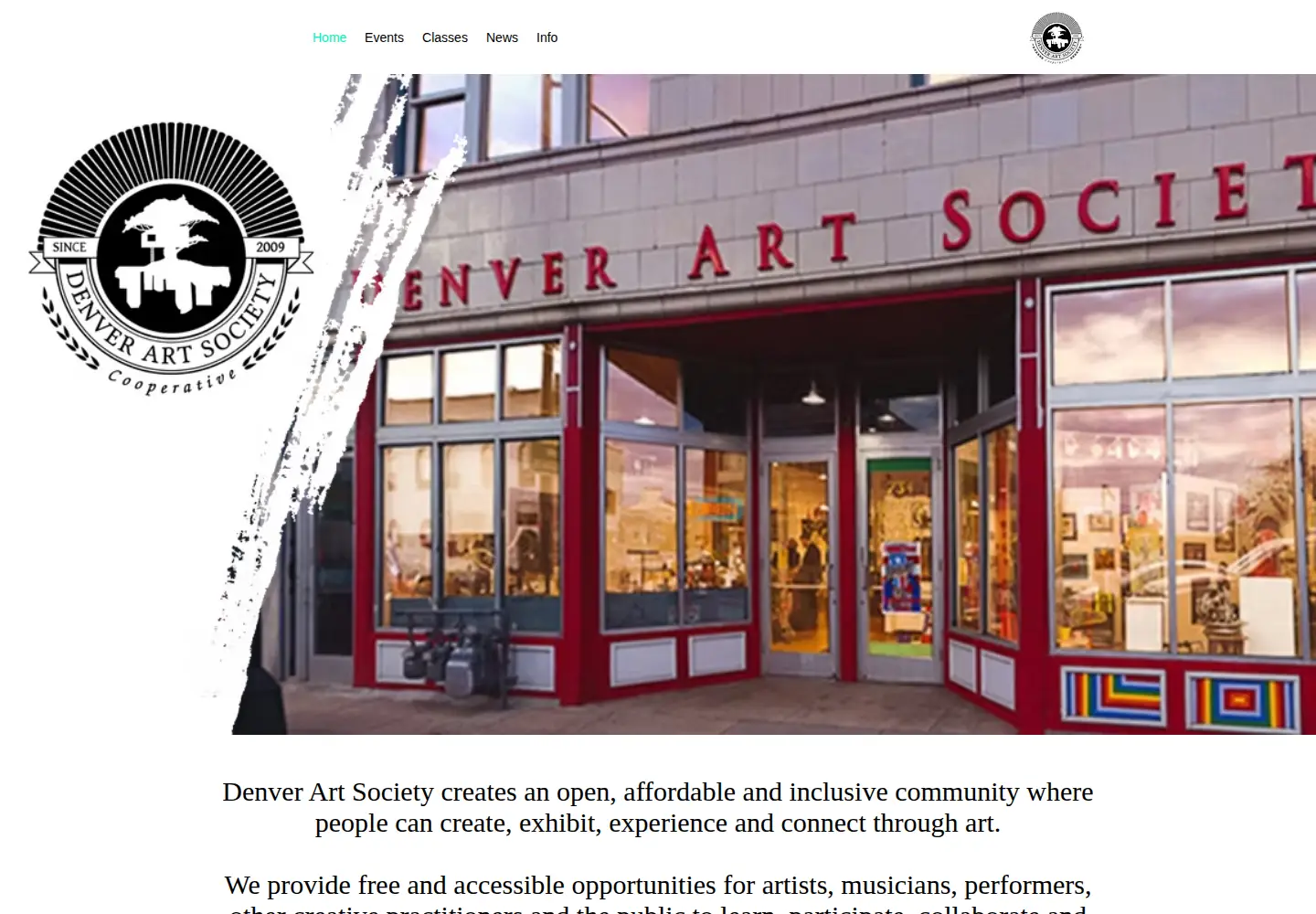 Screenshot of denverartsociety.org