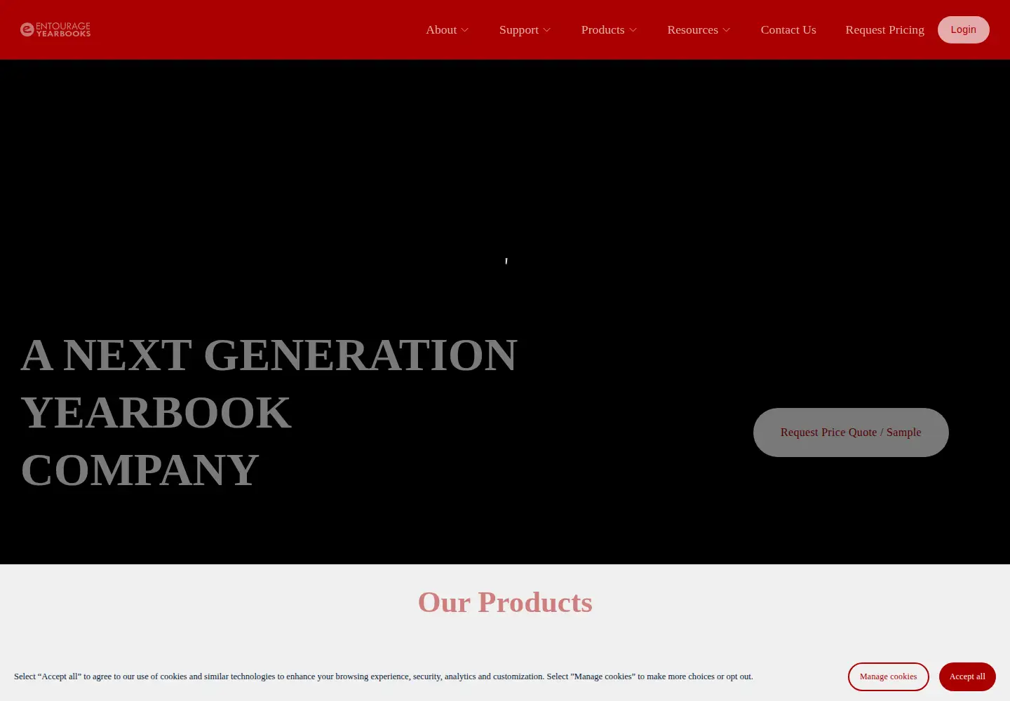 Captured homepage of entourageyearbooks.com in the current scan