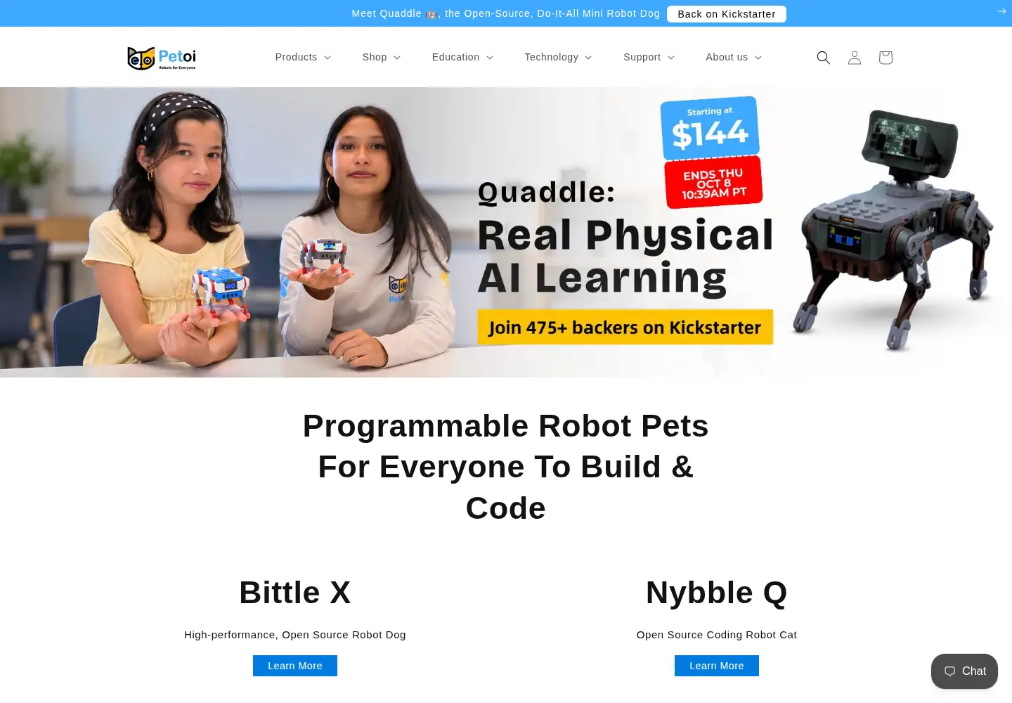 Captured homepage of petoi.com in the current scan