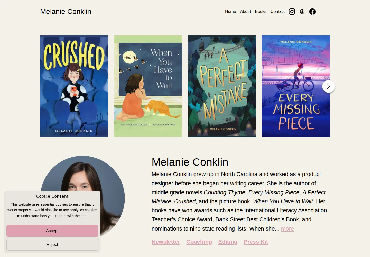 Screenshot of melanieconklin.com