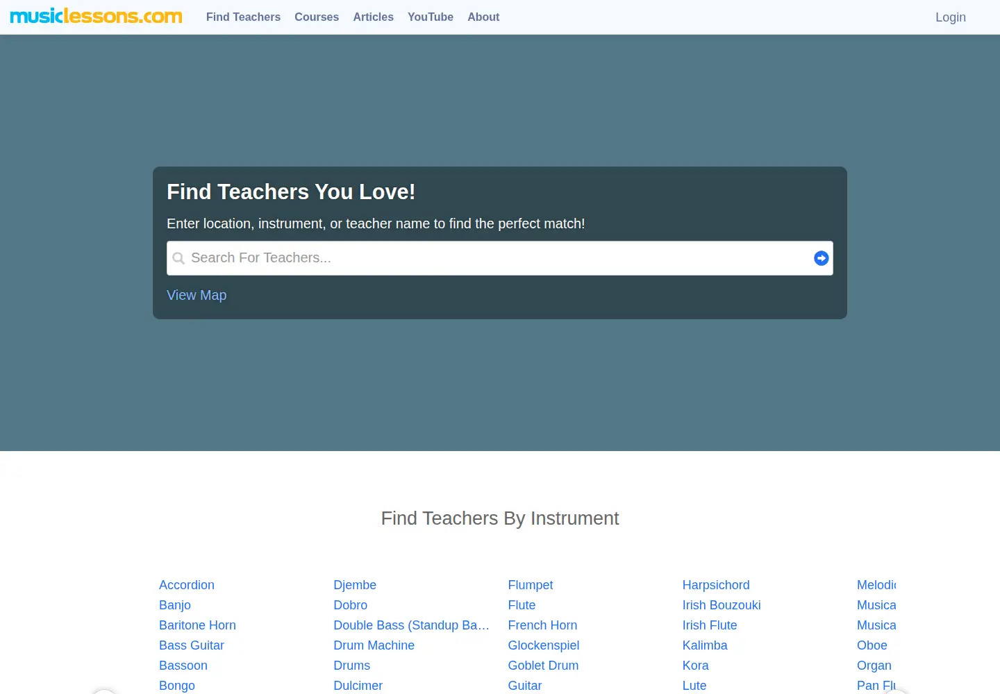 Screenshot of musiclessons.com