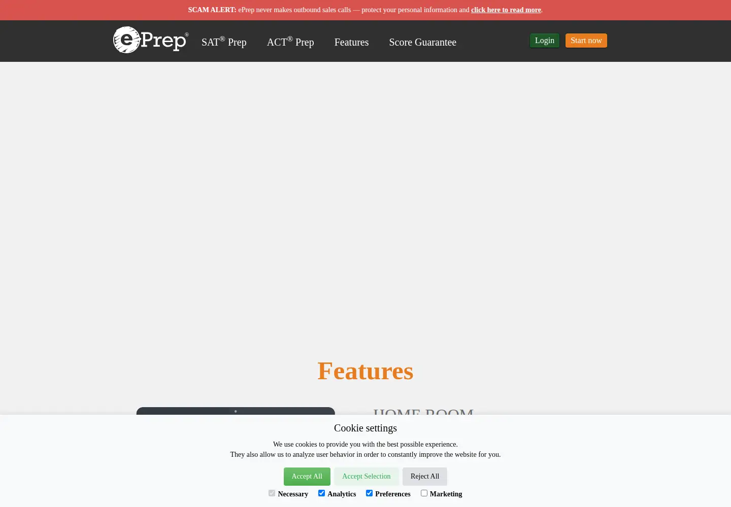 Captured homepage of eprep.com in the current scan