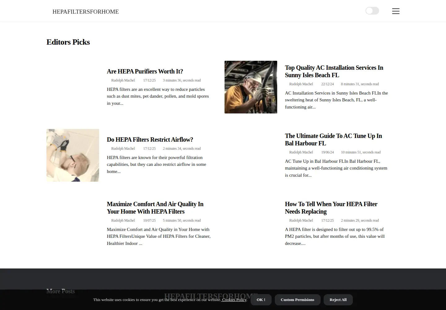 Captured homepage of hepafiltersforhome.com in the current scan