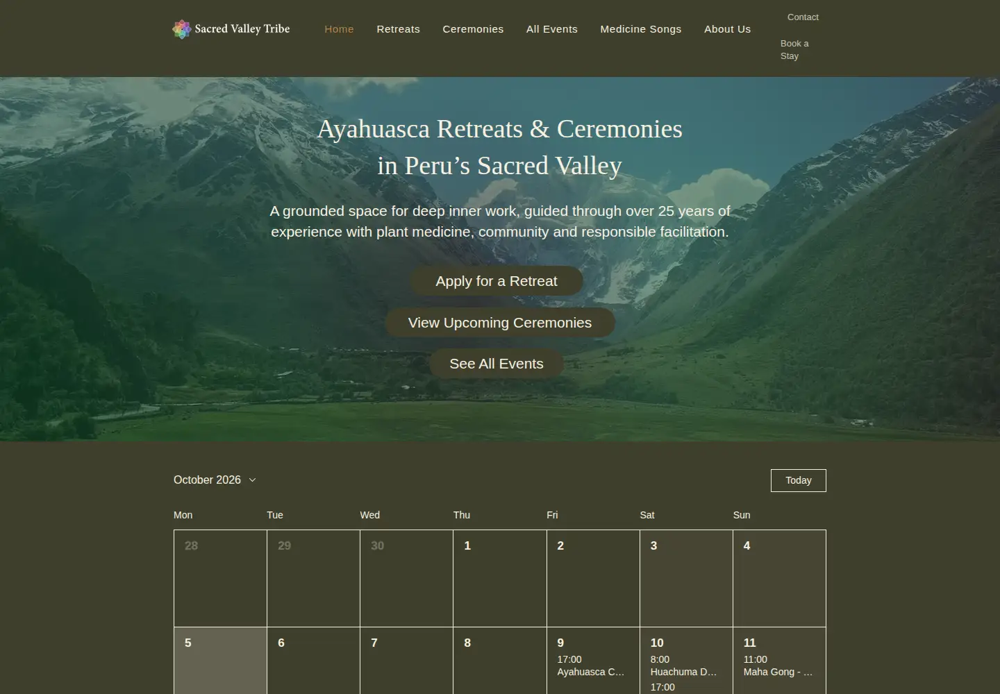 Screenshot of sacredvalleytribe.com