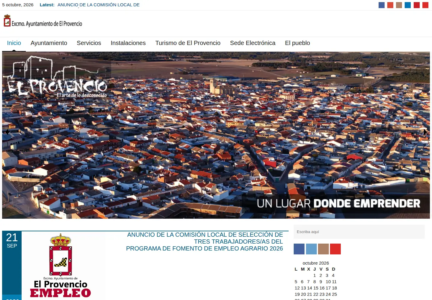 Captured homepage of elprovencio.com in the current scan