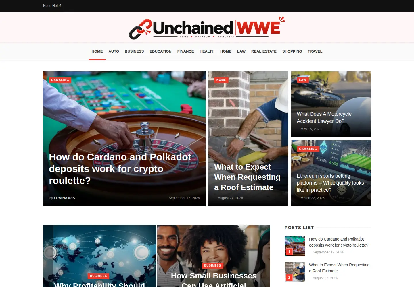 Captured homepage of unchained-wwe.com in the current scan