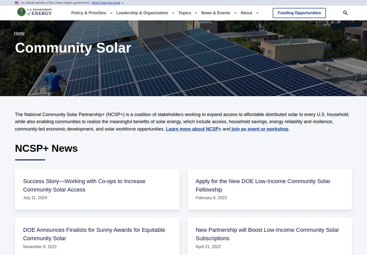 Screenshot of solarinyourcommunity.org