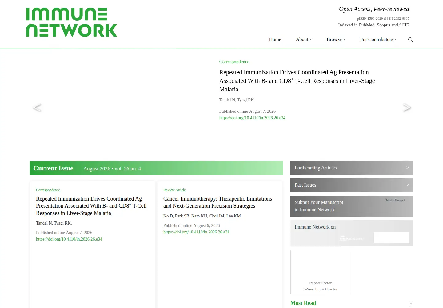 Captured homepage of immunenetwork.org in the current scan