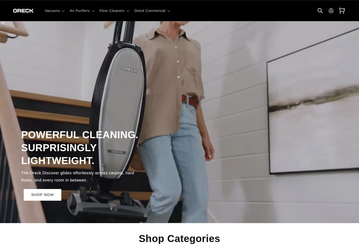 Screenshot of oreck.com