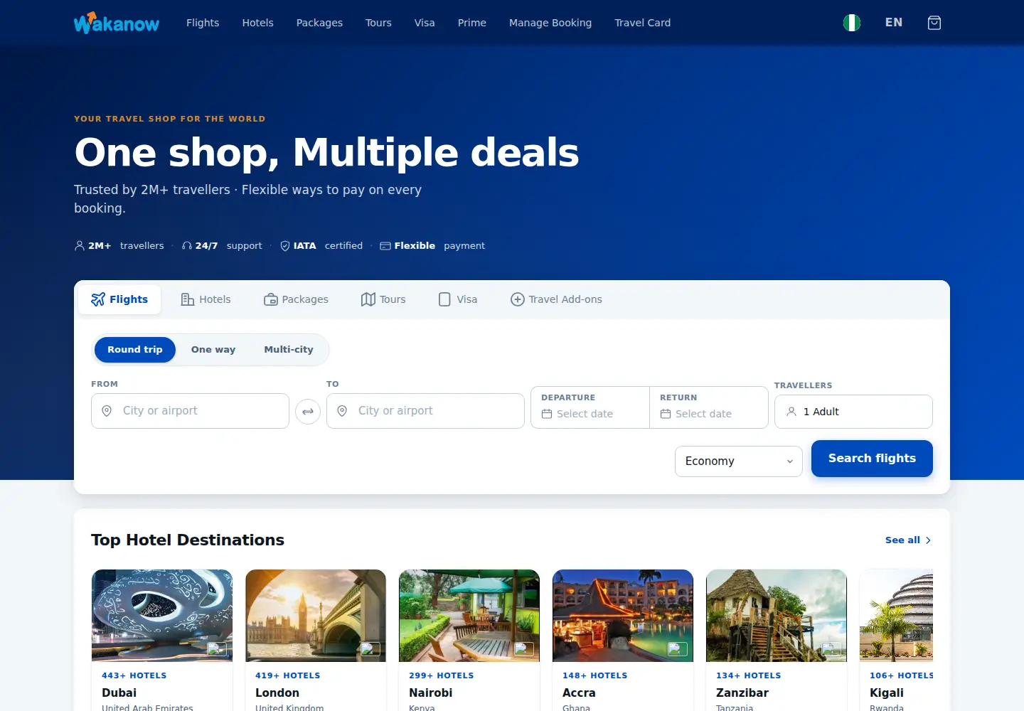 Screenshot of wakanow.com
