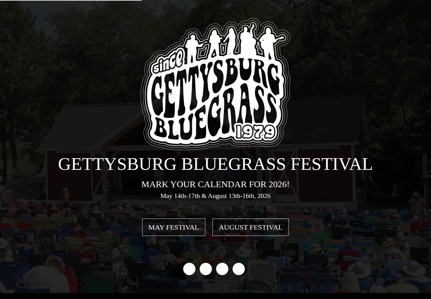 Captured homepage of gettysburgbluegrass.com in the current scan
