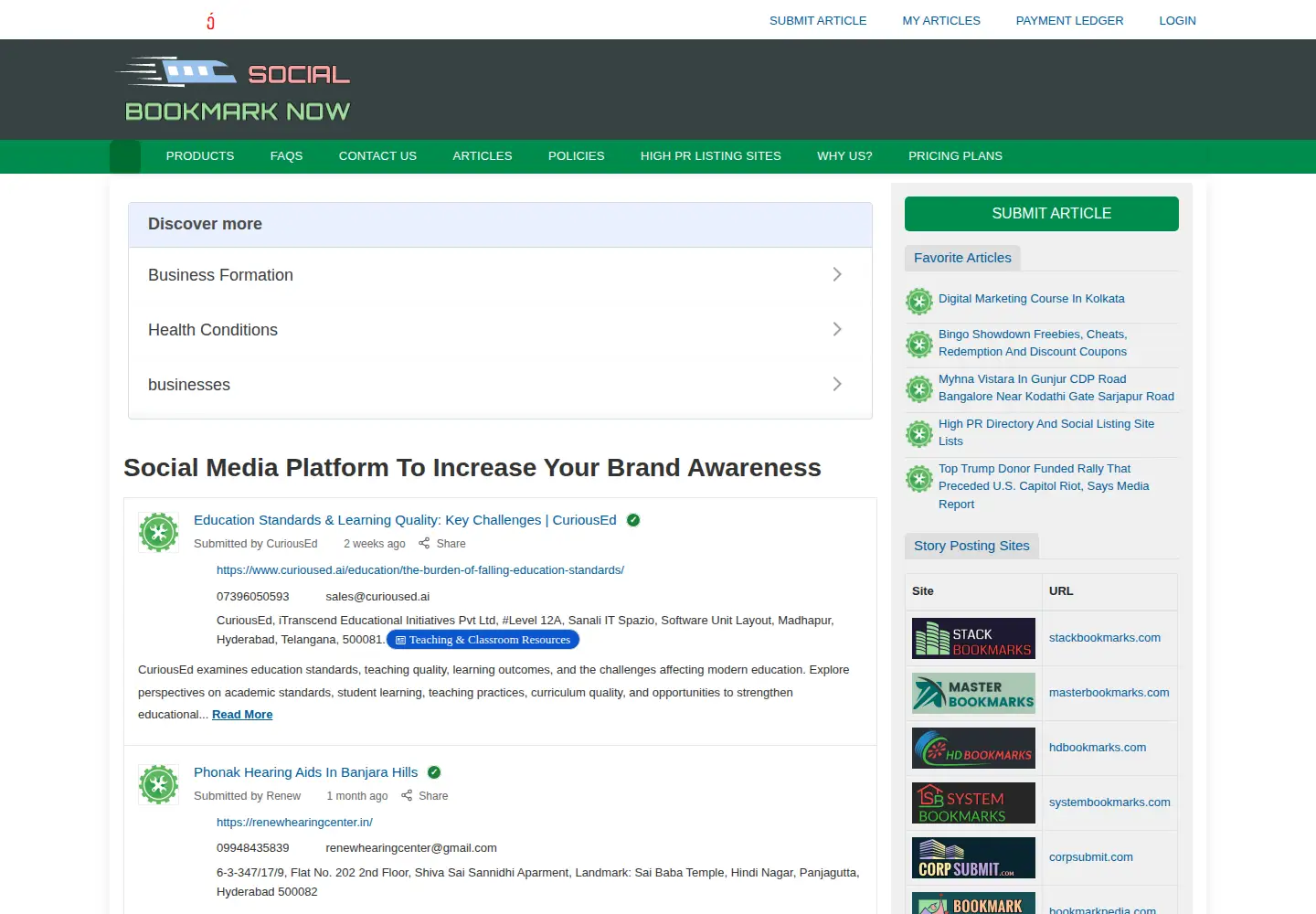 Screenshot of socialbookmarknow.info