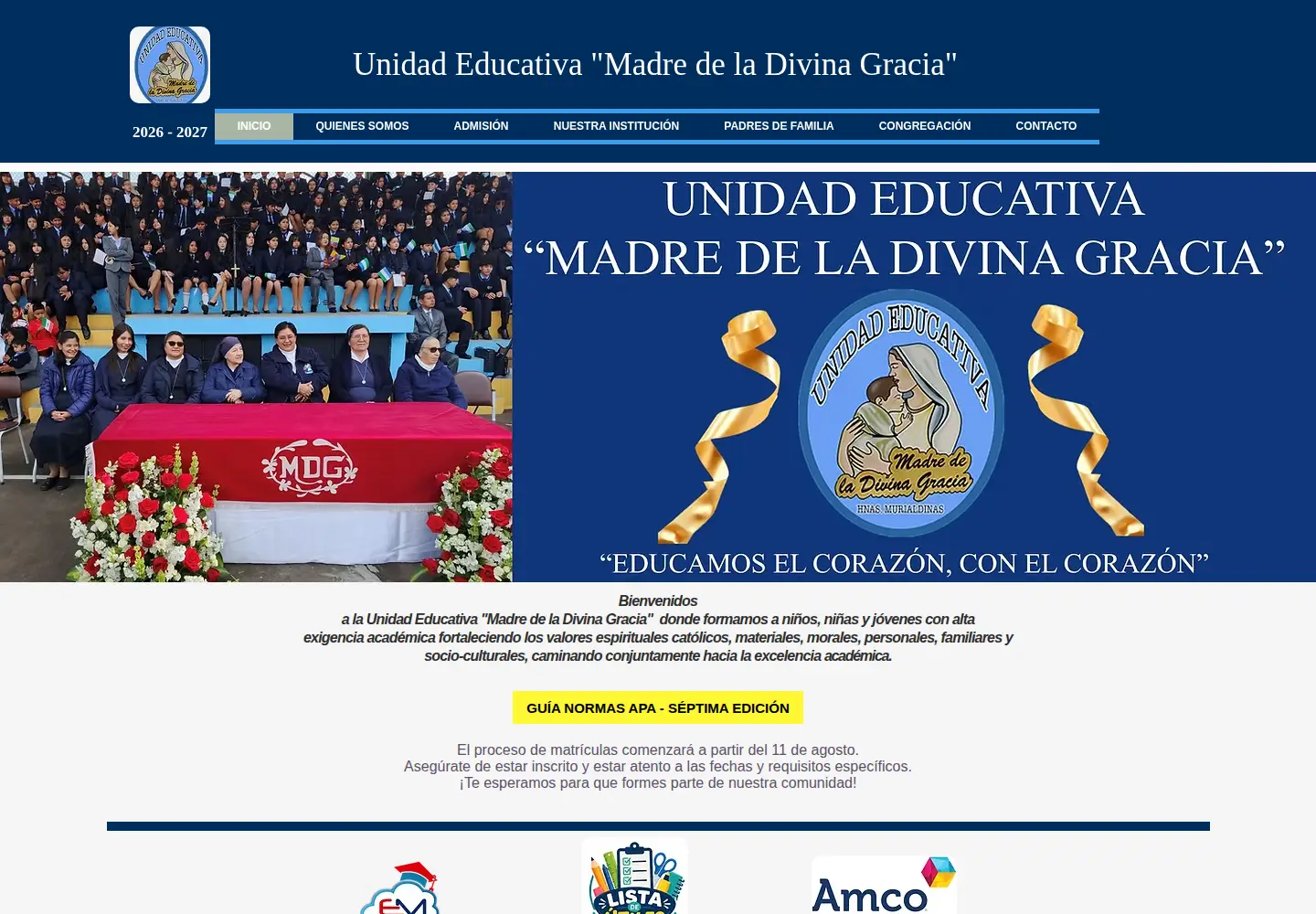 Screenshot of divinagracia.edu.ec