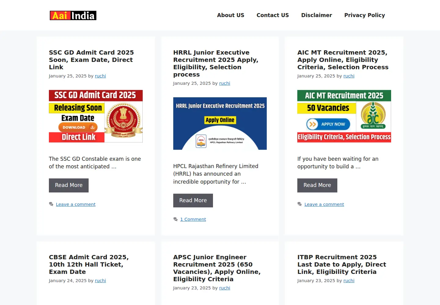 Screenshot of aaiindia.org