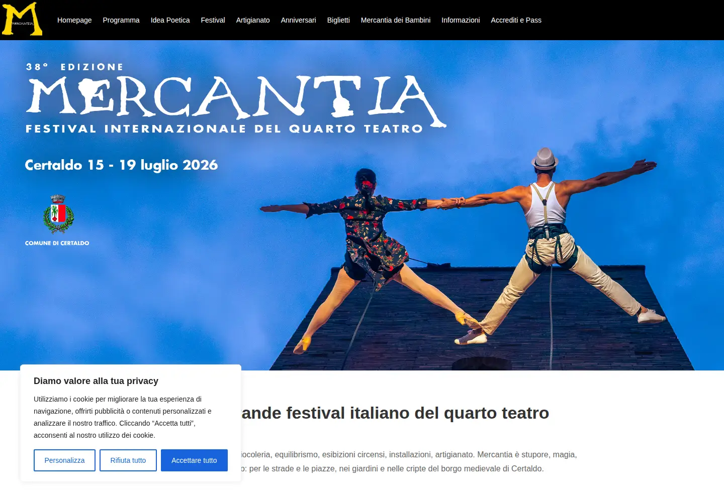Screenshot of mercantiacertaldo.it