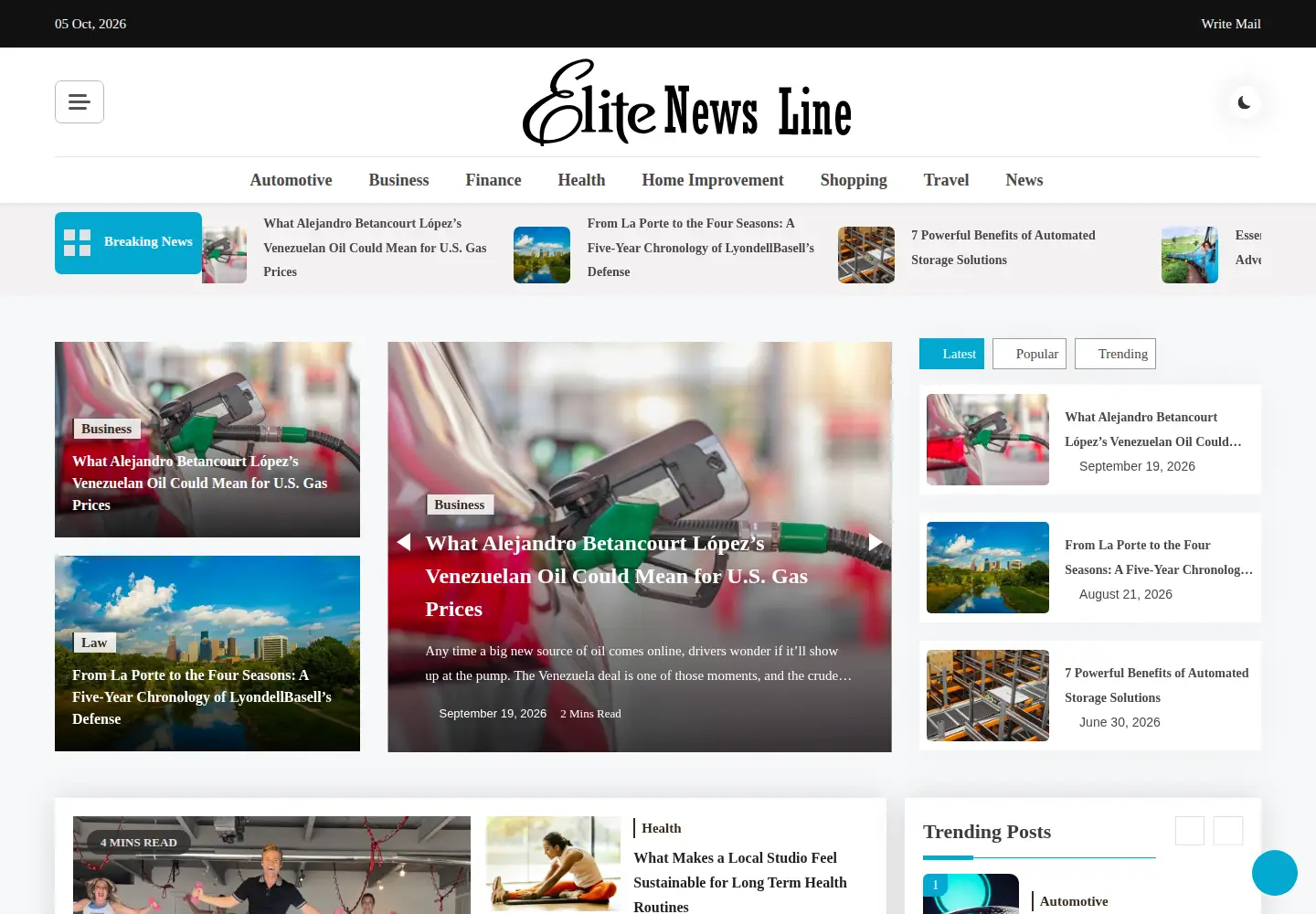 Captured homepage of elitenewsline.com in the current scan