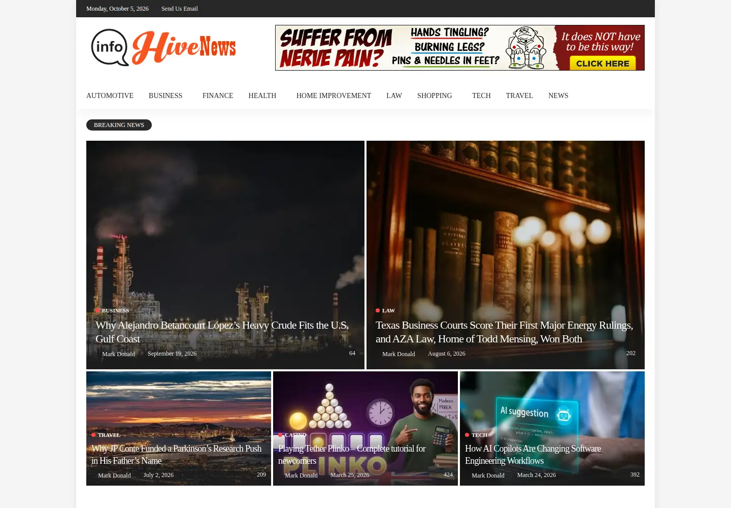 Screenshot of infohivenews.com