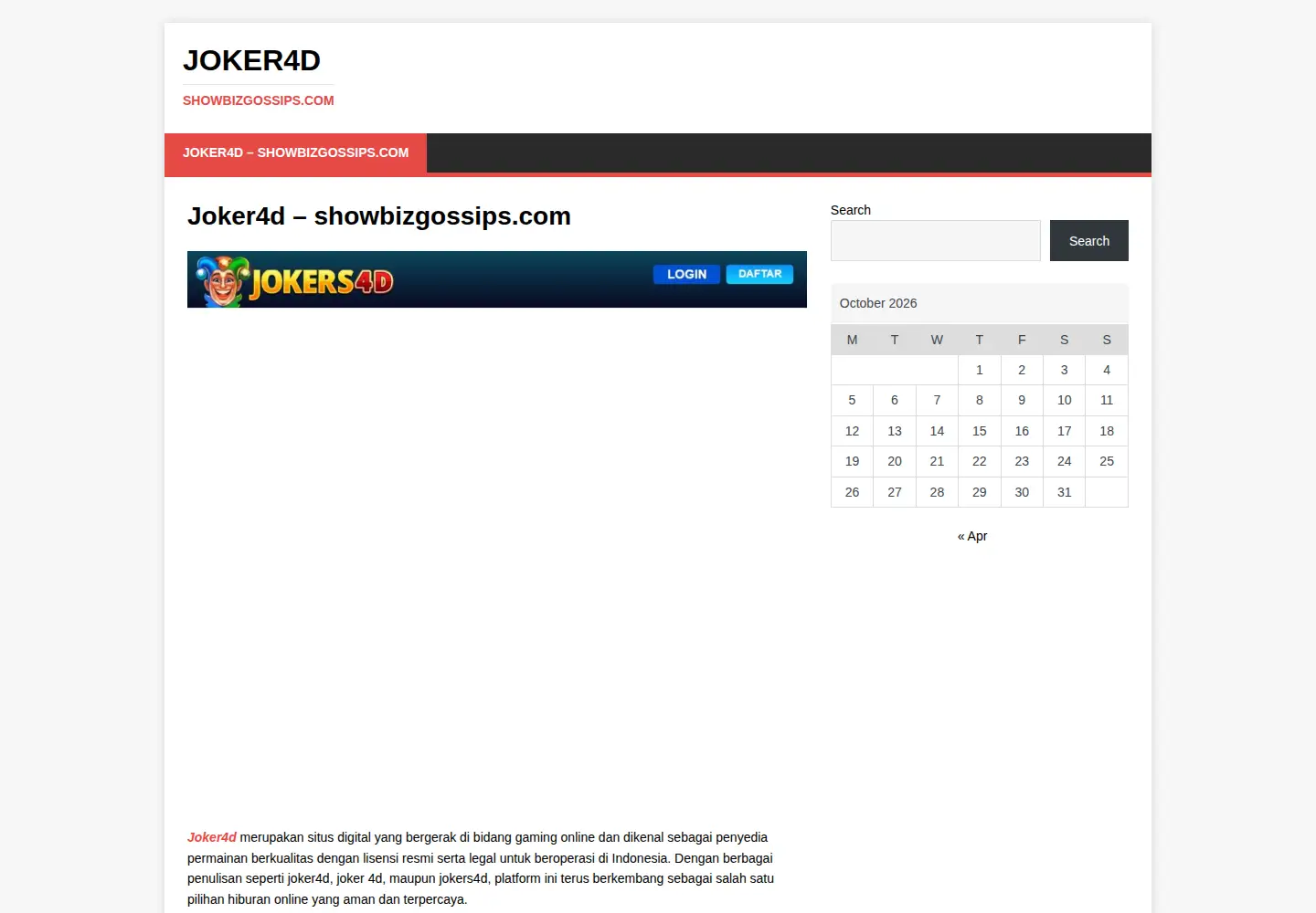 Screenshot of showbizgossips.com