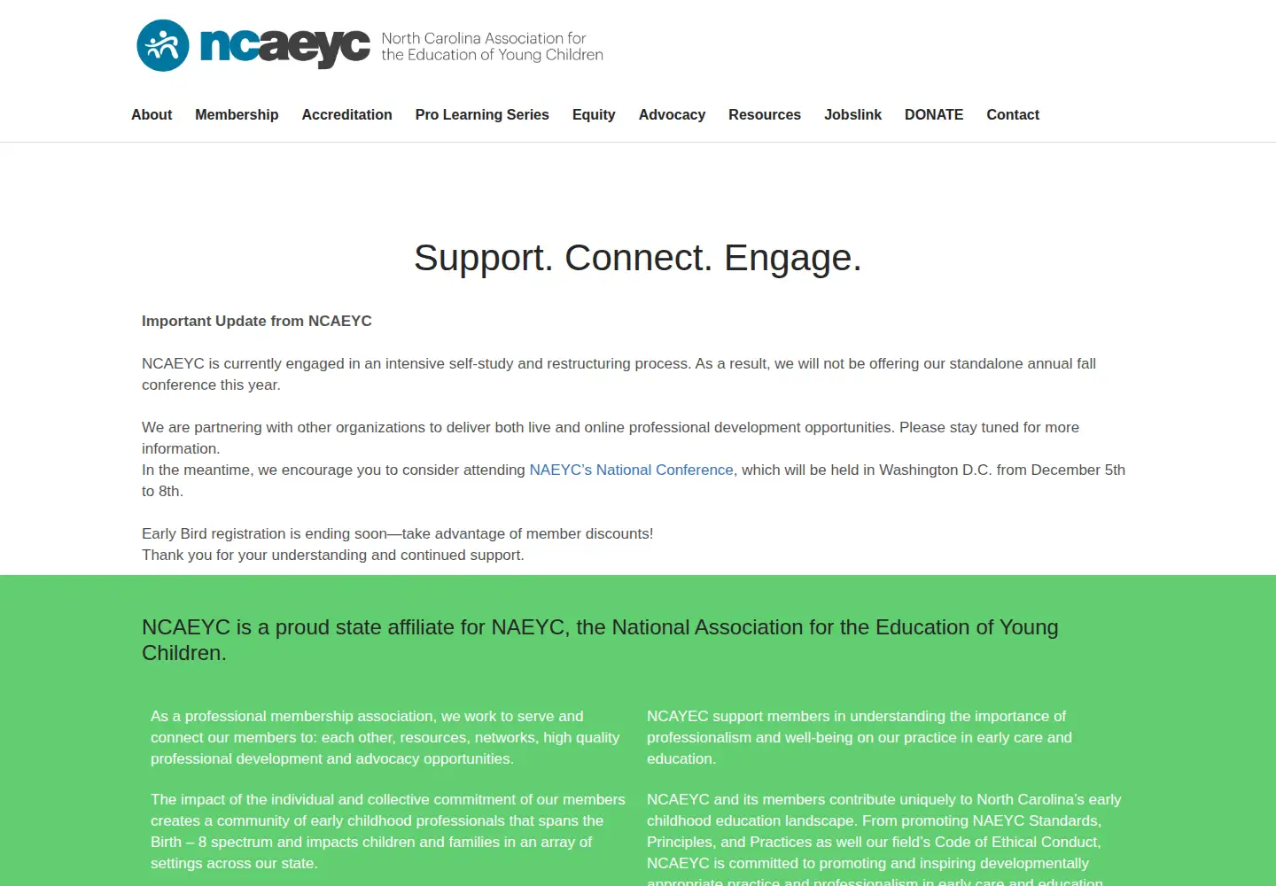 Captured homepage of ncaeyc.org in the current scan
