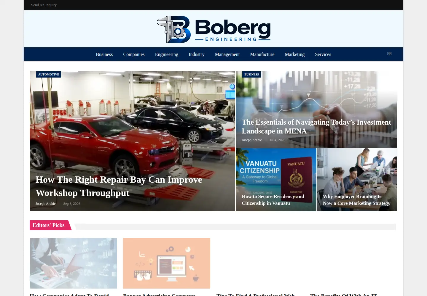 Screenshot of bobergengineering.com