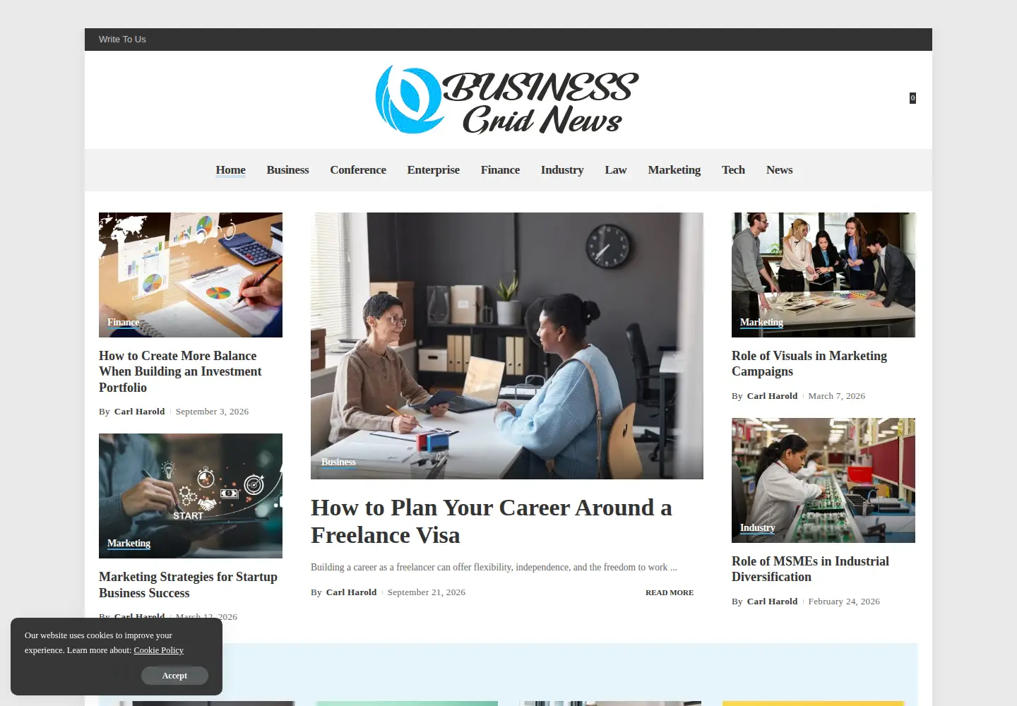 Captured homepage of businessgridnews.com in the current scan