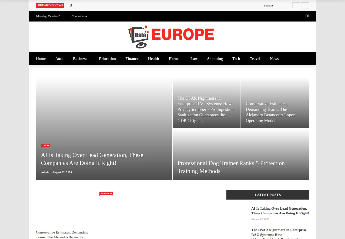 Captured homepage of dataeurope.co.uk in the current scan