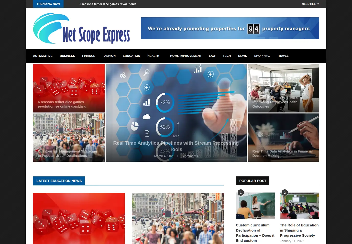 Captured homepage of netscopeexpress.com in the current scan
