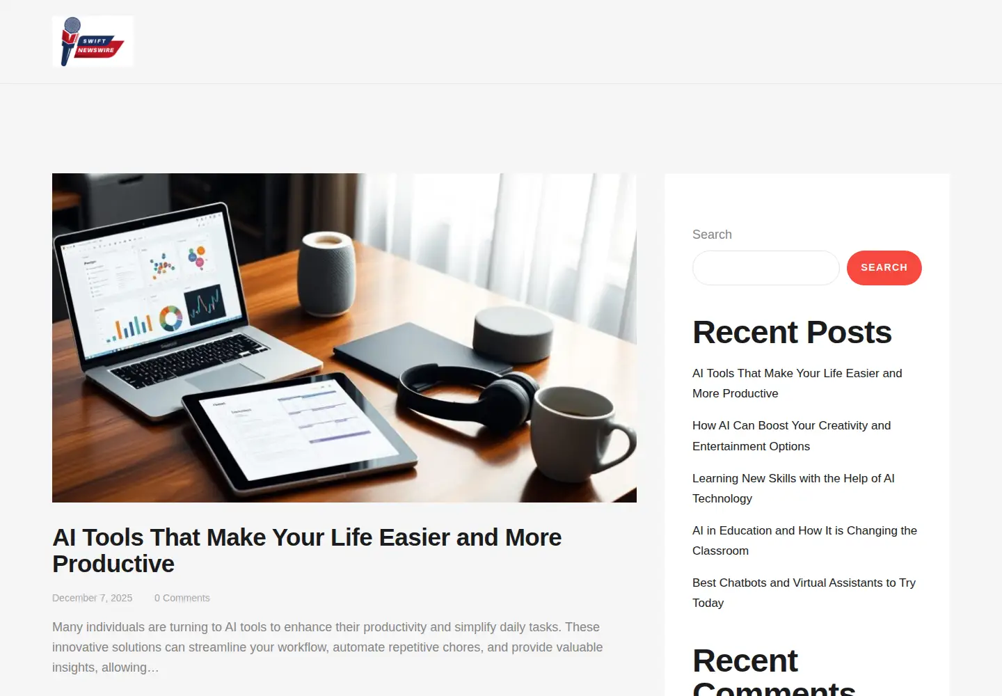 Screenshot of swiftnewswire.com