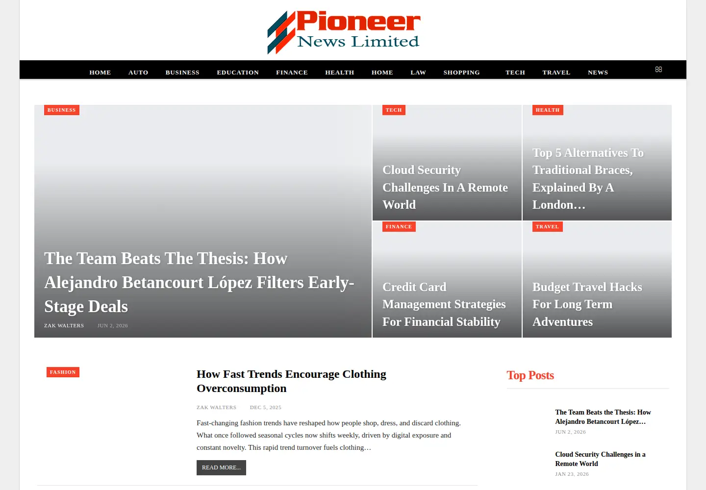 Screenshot of pioneernewslimited.co.uk