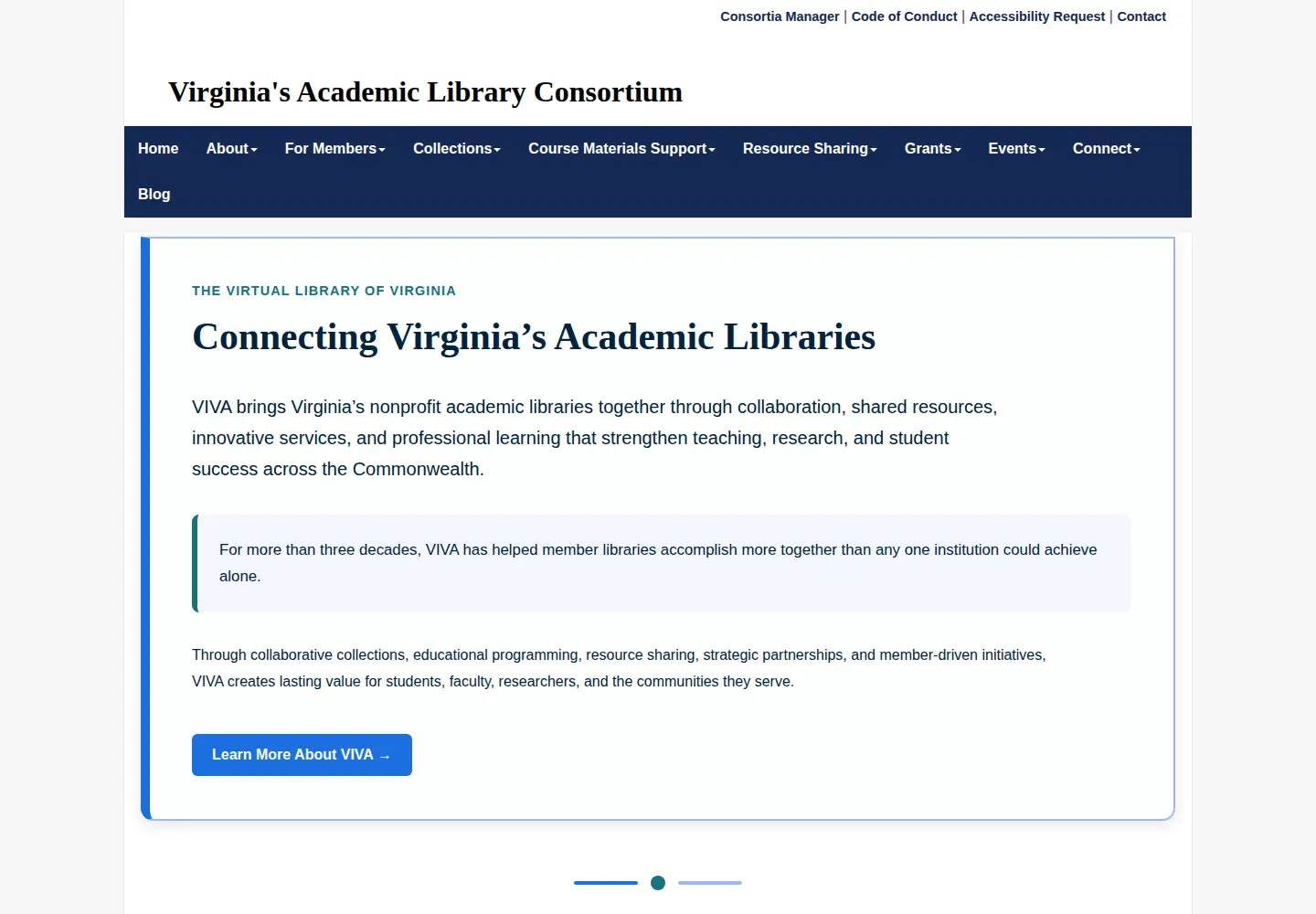 Captured homepage of vivalib.org in the current scan