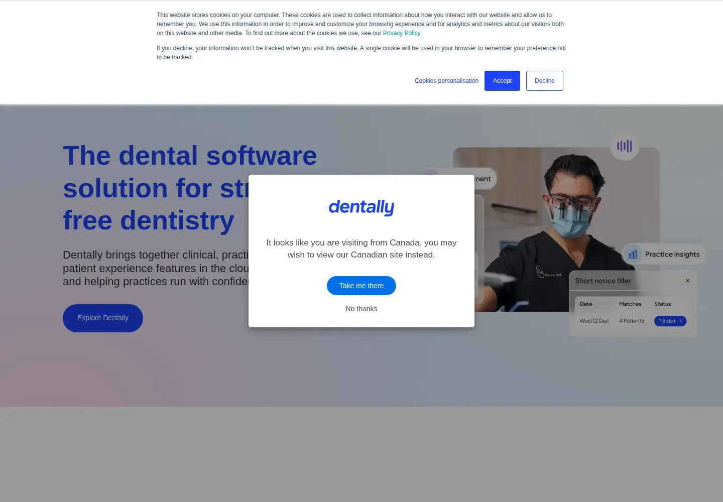 Screenshot of dentally.co